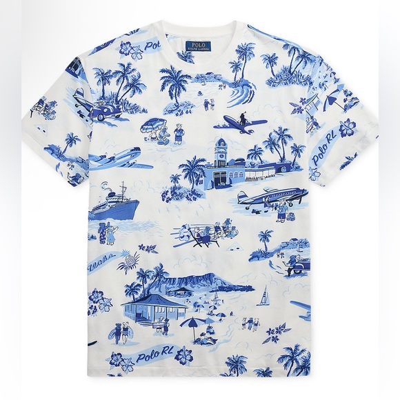 Polo Ralph Lauren Men's Blue Graphic Shirt Classic Fit - Picture 1 of 5